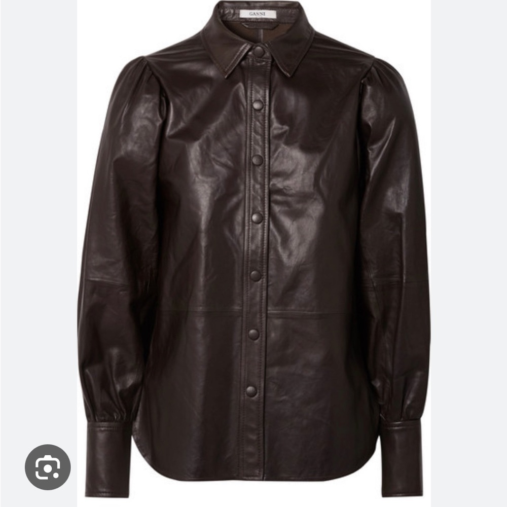 Ganni brown leather blouse 36